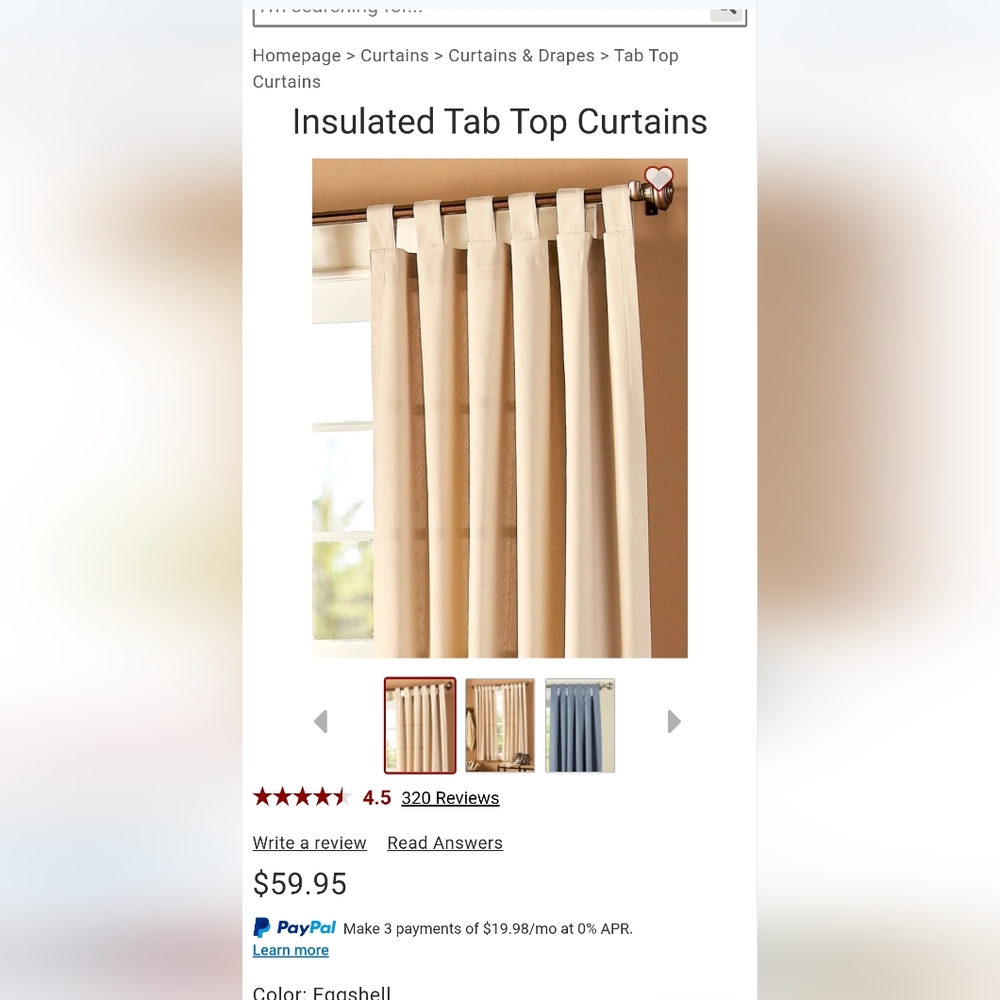 NEW 3 PAIRS Country Curtains Insulated Tab Top Panels